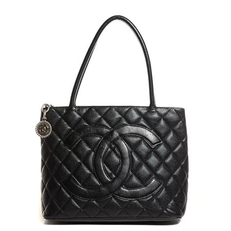 chanel black caviar tote|CHANEL Caviar Quilted Medallion Tote Black .